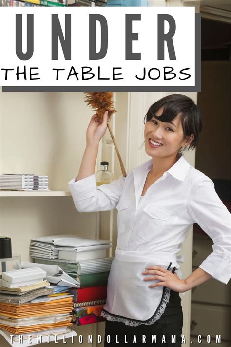 Under table jobs - Calgary, AB. From $15.75 an hour. Part-time + 1. Monday to Friday + 4. English not required. Easily apply. Setting tables throughout the shift. Cleaning tables and preparing spaces for future diners. Carrying drinks and food from the kitchen or bar area to …